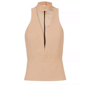 $450 MICHELLE MASON PLUNGE CHOKER SLEEVELESS TOP